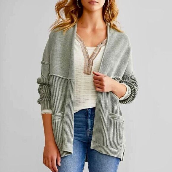BKE NWT Washed Sage Cardigan Sweater Size S - Picture 2 of 8